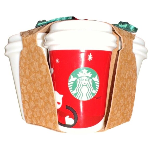 Starbucks Holiday Ceramic Ornament Set of 4 Christmas Coffee To Go Tumblers Coll - Picture 1 of 16